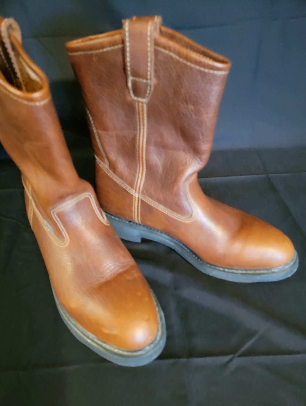 Wolverine Chestnut Brown Leather Pull-On Western Work Boots